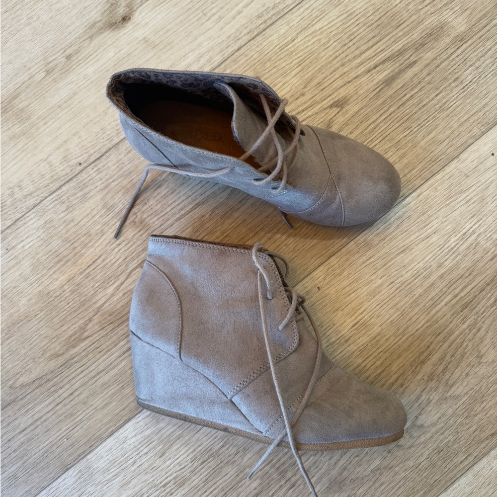 Stylish Taupe Wedge Ankle Boots